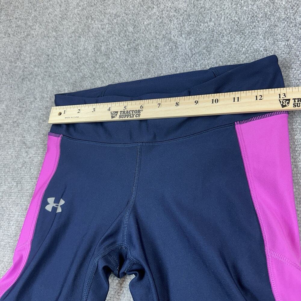 Under Armour HeatGear Compression Leggings Womens M Navy Pink Athletic Running - Picture 6 of 9